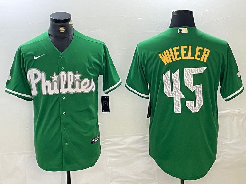 Men Philadelphia Phillies #45 Wheeler Green Fashion Edition Nike 2024 MLB Jersey style 1->philadelphia phillies->MLB Jersey